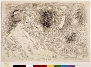 Femme nue devant la mer (olieverf op doek)