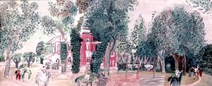 Paardenrace in Deauville (aquarel op papier)