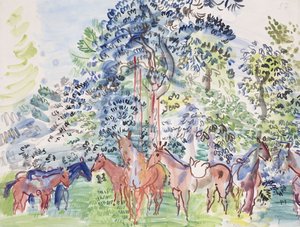 Paarden in hout; Chevaux au Bois door Raoul Dufy