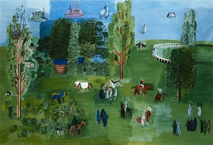 Le Paddock, ca. 1926 (olieverf op doek) door Raoul Dufy