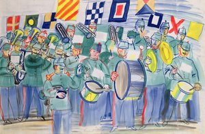 Muziek bij het Douanehuis in Le Havre door Raoul Dufy
