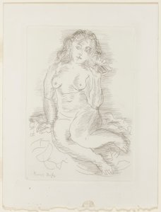 Naakt luisterend naar een schelp door Raoul Dufy
