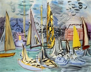 Zeilboten in de haven van Deauville; Voiliers dans le Port de Deauville