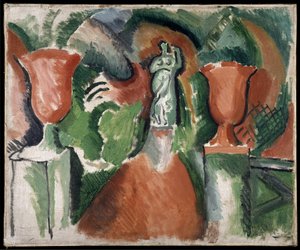 Standbeeld met twee rode vazen door Raoul Dufy