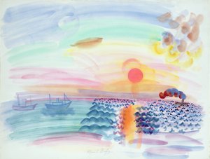 Zonsondergang (aquarel op papier) door Raoul Dufy