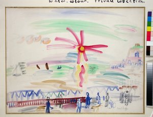Zonsondergang bij Sainte-Adresse, c.1924 (aquarel op papier) door Raoul Dufy