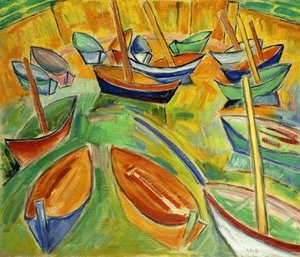 De schuiten bij Martigues; Le Barques a Martigues, ca.1907 (olieverf op doek) door Raoul Dufy