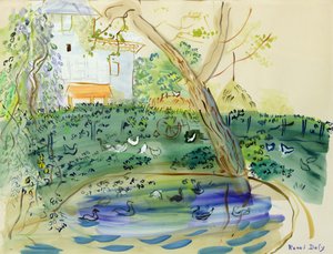 De eendenvijver (aquarel op papier)