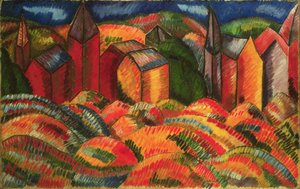 De rode huizen van Sainte-Adresse door Raoul Dufy