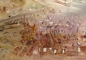 The Story of Electricity, studie voor La Fee Electricite, detail van het linkergedeelte met het orkest