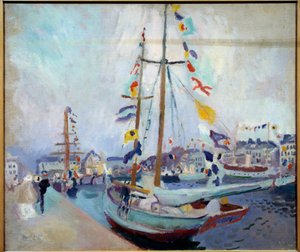 Het gevlagde jacht in Le Havre