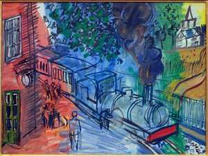 Trein naar het station. Schilderij van Raoul Dufy (1877-1953), olieverf op canvas. Franse kunst, 20e eeuw. Museum La Piscine, Roubaix.