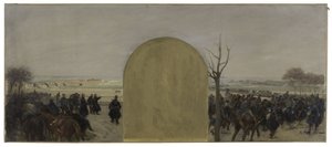 Schets voor het kantoor van de prefect in het stadhuis van Parijs: De Nationale Garde bij Buzenval door Raoul Joseph Arus