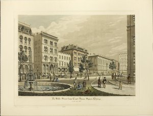 La Salle Street vanaf Court House Square, Chicago, in het jaar 1865 door Raoul Varin
