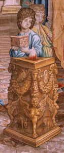 Vlaamse wandtapijt. Serie De Daden van de Apostelen. Sint Paulus en Sint Barnabas in Lystra. Achtste doek in de serie, het werd in tweeën gesplitst om het aan te passen aan de kamer. Model Carton door Rafael Sanzio. 1519. Fabriek Jan Raes.