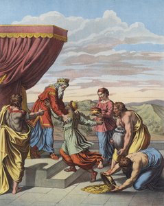 Koning Salomo ontvangt de koningin van Sheba door after Raphael