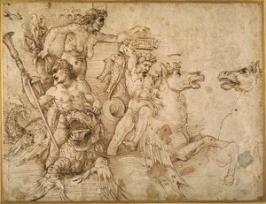 Slag van de Tritons, naar Andrea Mantegna door Raphael