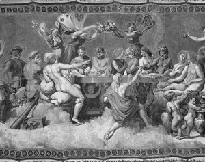 Het Banket van de Goden, plafondschildering van de Hofmakerij en Huwelijk van Cupido en Psyche (detail)