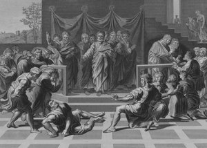 De dood van Ananias (gravure)