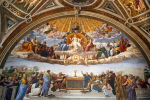 Dispuut over het Heilig Sacrament, in de Stanza della Segnatura (fresco)