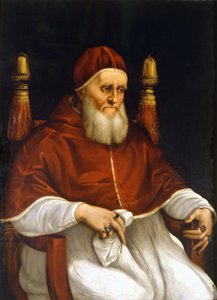 Portret van Paus Julius II (1503-1513). Schilderij door Raphael. Florence, Uffizi Museum