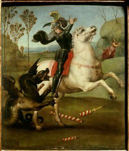 Sint Joris vecht met de Draak (detail) door Raphael