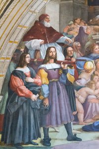 De verdrijving van Heliodorus uit de tempel, kamer van Heliodorus (detail) door Raphael (1483 1520)