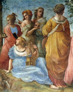 De muzen, detail van De Parnassus door Raphael (1483 1520)