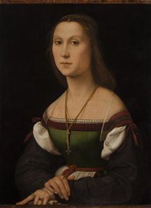 Portret van een jonge vrouw La Muta door Raphael