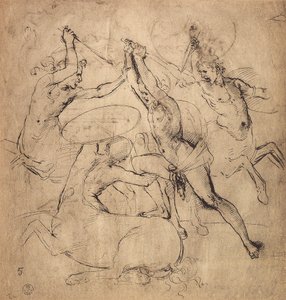 Hercules doodt de centaur; tekening door Raphael. Gabinetto dei Disegni e delle Stampe, Uffizi Gallery, Florence door Raffaello Sanzio Raphael