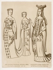 Anne Dauphine, Gravin van Forez en de dame van Nedouchel, 1370-80. Jacqueline de Lagrange, vrouw van Jean de Montagu, meester van Frankrijk, 1409.