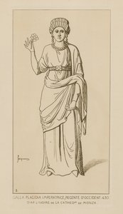 Galla Placidia keizerin, regent van het westen, 430. Naar het ivoor van de kathedraal van Monza door Raphael Jacquemin