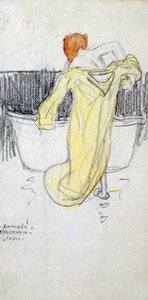 Roodharige vrouw ... in de badkamer, ca. 1900-1917