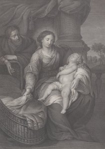 De Heilige Familie, met het slapende Christuskind op de schoot van de Maagd