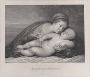 De Madonna die het slapende Christus Kind omhelst door Raphael Morghen