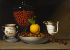 Stilleven - Aardbeien, noten, enz.