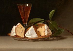 Stilleven met rozijnencake