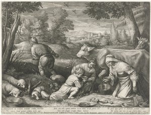 De kleine melkmeid door Raphaël Sadeler (I)