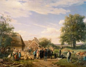 Napoleon III bezoekt de boerderij van Coudray in Sologne door Raymond Esbrat