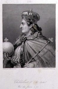 Childebert, koning van Austrasië (gravure)
