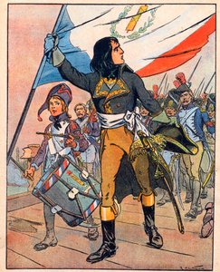 Eerste Italiaanse campagne: Napoleon Bonaparte (1769-1821) bij de Slag om de Brug van Arcole, november 1796, uit 