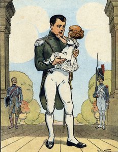 Portret van Keizer Napoleon I (1769-1821) met zijn zoon de Aiglon (1811-1832) (Koning van Rome Napoleon II, Hertog van Reichstadt)