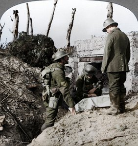 Veroverde Duitse bunker, Poelecappelle, België, Eerste Wereldoorlog, 1914-1918