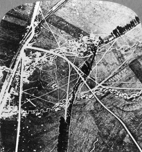 De Hindenburglinie vanaf 8000 voet, Frankrijk, Eerste Wereldoorlog, c1916-c1918