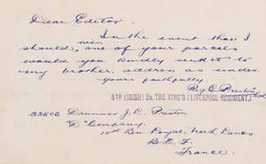 Brief aan de redacteur, 1914-18 door Reg G. Preston