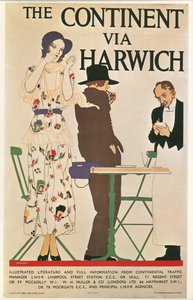 Reginald E. Higgins: Het continent via Harwich. Groot-Brittannië ... (litho)