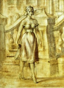 Wandelende dame: Een dubbelschilderij