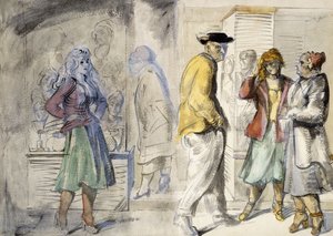Straatbeelden in New York: Een dubbelzijdige aquarel