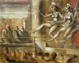 Drie koormeisjes door Reginald Marsh