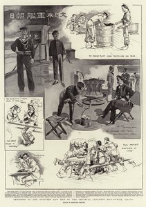 Schetsen van de officieren en manschappen van het keizerlijke Japanse oorlogsschip "Asahi" (litho)